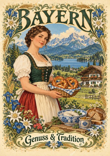 Bayern jugendstil kunstdruck - bayern,