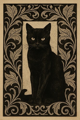 Jugendstil schwarze katze - schwarze,