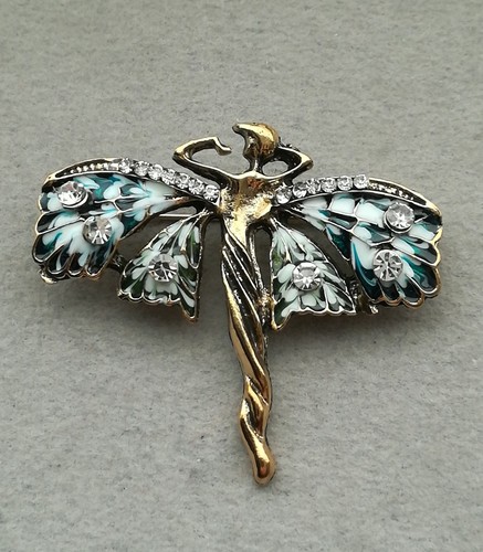 Jugendstil brosche nymphe gold - jugendstil,