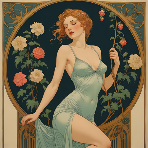 Jugendstil poster akt frau - jugendstil,