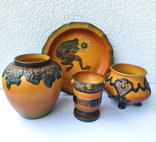 Jugendstil kunst keramik - 4x,