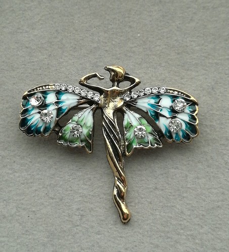 Jugendstil brosche nymphe gold - brosche,