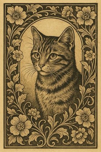 Jugendstil katze ornamental - jugendstil,