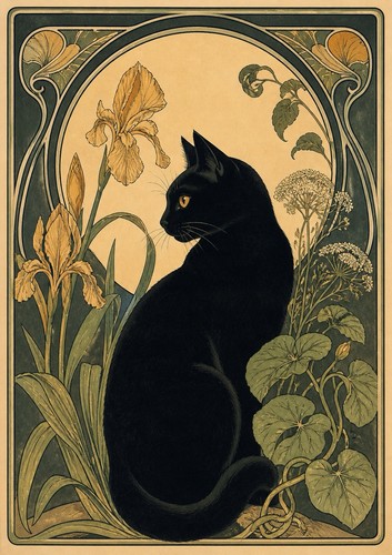 Jugendstil schwarze katze - jugendstil,