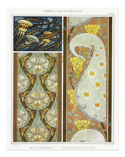 Jugendstil pfau blumen - jugendstil, &