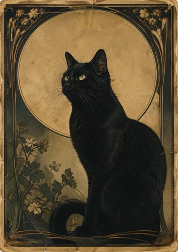 Jugendstil schwarze katze - jugendstil,
