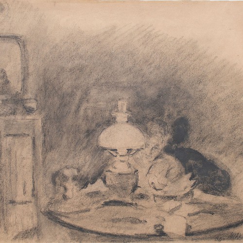 Lesender stillleben tischlampe - lesender,