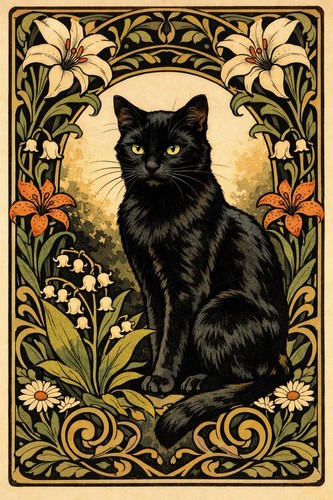 Jugendstil schwarze katze - jugendstil,